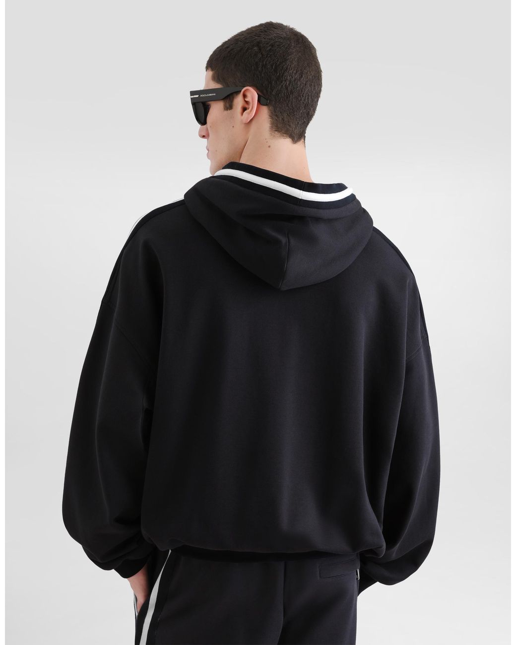 Dolce & Gabbana Black Cotton Hooded Sweatshirt for men