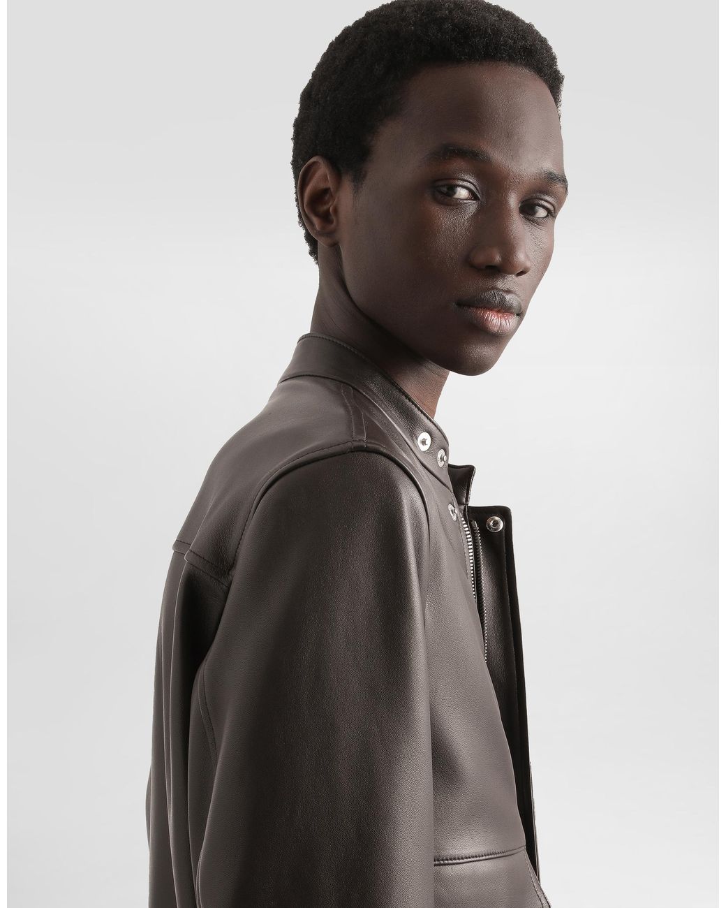 Dolce & Gabbana Black Zip-Fastening-Pocket Leather Jacket for men