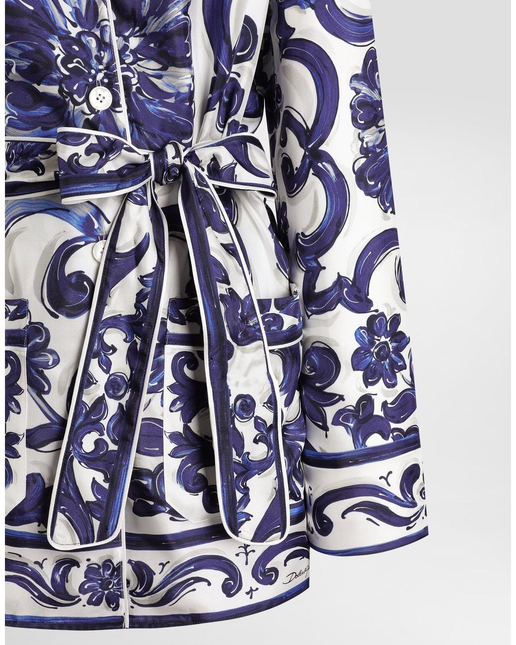 Dg Exclusive Chemise Vanity En Soie À Majoliques Dolce & Gabbana en coloris Blue