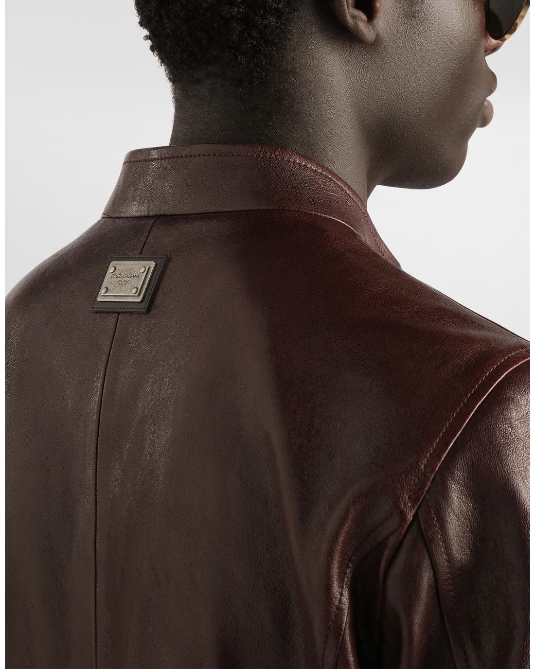 Dolce & Gabbana Brown Lambskin Nappa Leather Jacket for men