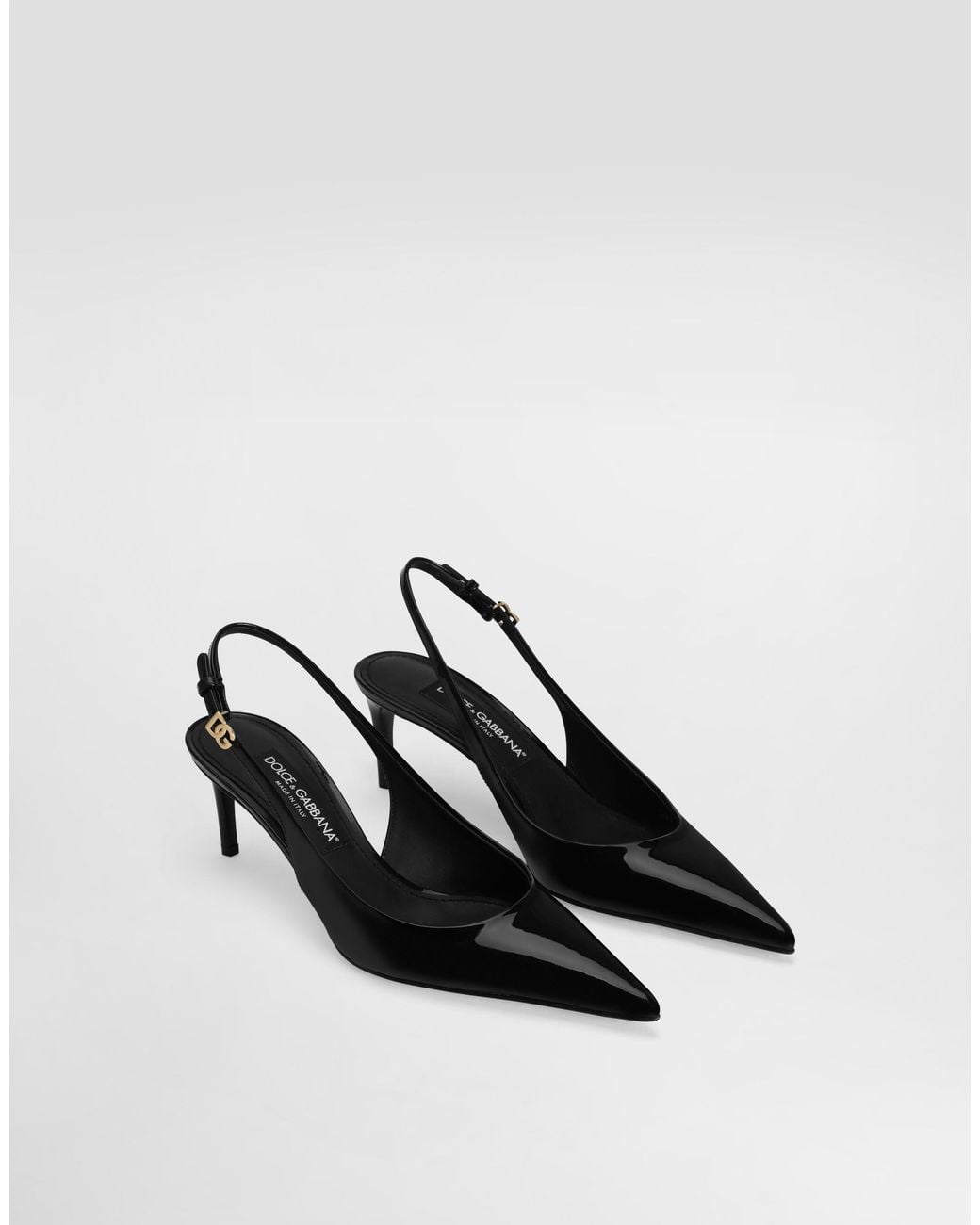 Dolce & Gabbana White Patent Leather Slingbacks