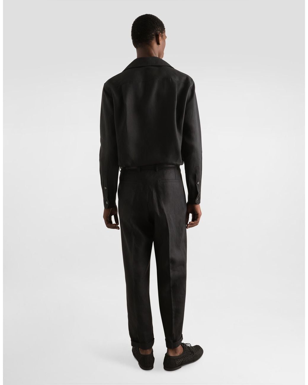 Dolce & Gabbana Black Long-Sleeved Linen Shirt for men
