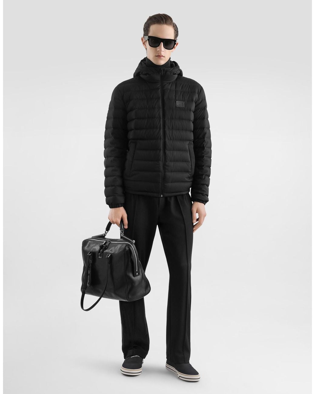 Dolce & Gabbana Black Hooded Padded Jacket for men