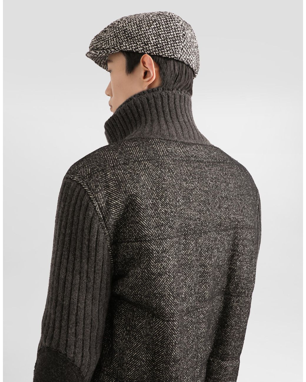Dolce & Gabbana Black Knitted Houndstooth Jacket for men
