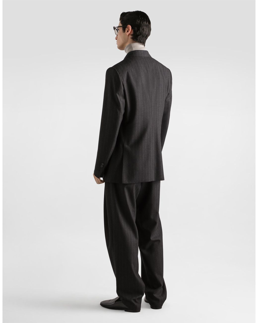 Dolce & Gabbana Black Palermo Double-Breasted Pinstripe Wool Jacket for men