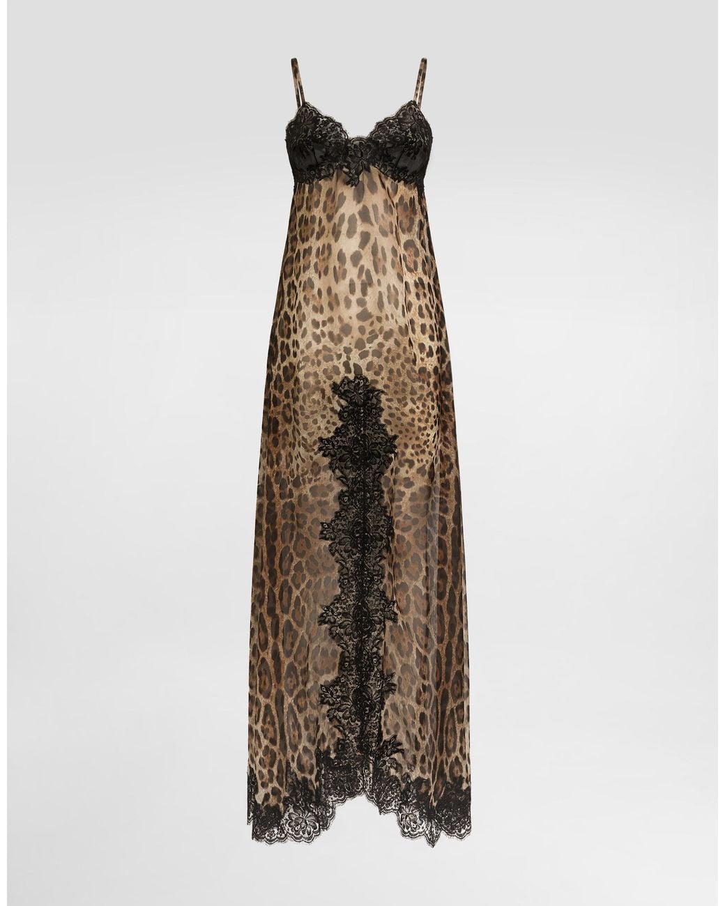Dolce & Gabbana Natural Leo- Chiffon Slip Dress