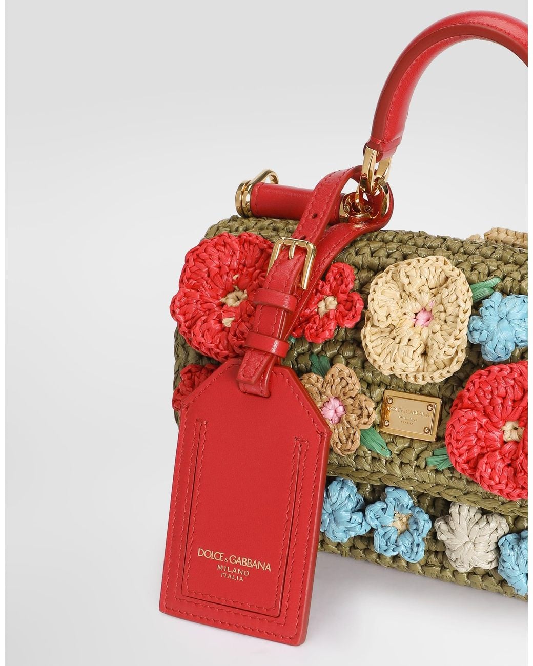 Dolce & Gabbana Red My Sicily Raffia Crochet Handbag