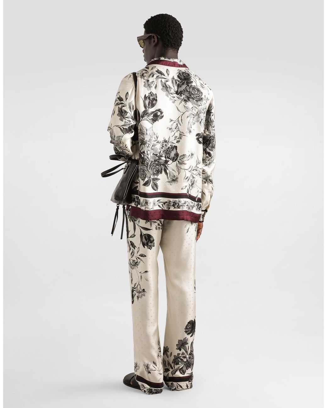 Dolce & Gabbana White Flower Bouquet-Print Twill Shirt for men