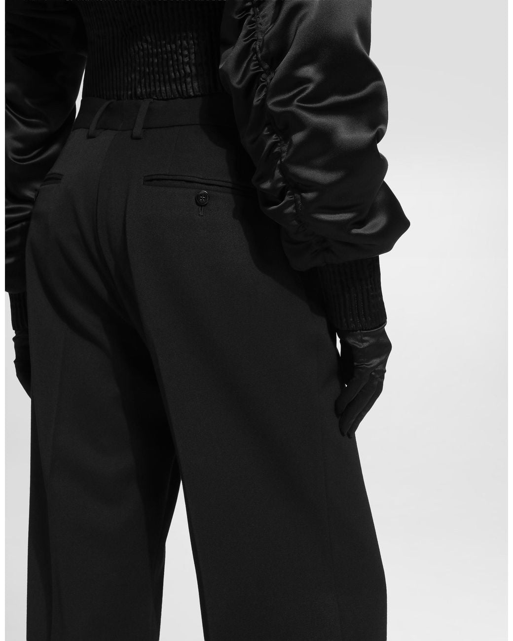 Dolce & Gabbana Black Flared Woolen Pants