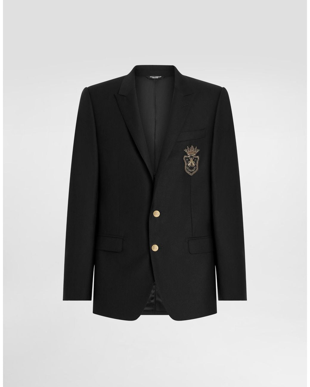 Dolce & Gabbana Black Single-Breasted Martini-Fit Jacket With Patch for men
