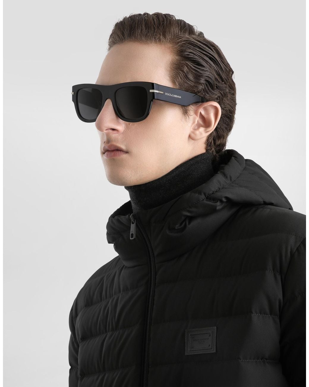 Dolce & Gabbana Black Hooded Padded Jacket for men
