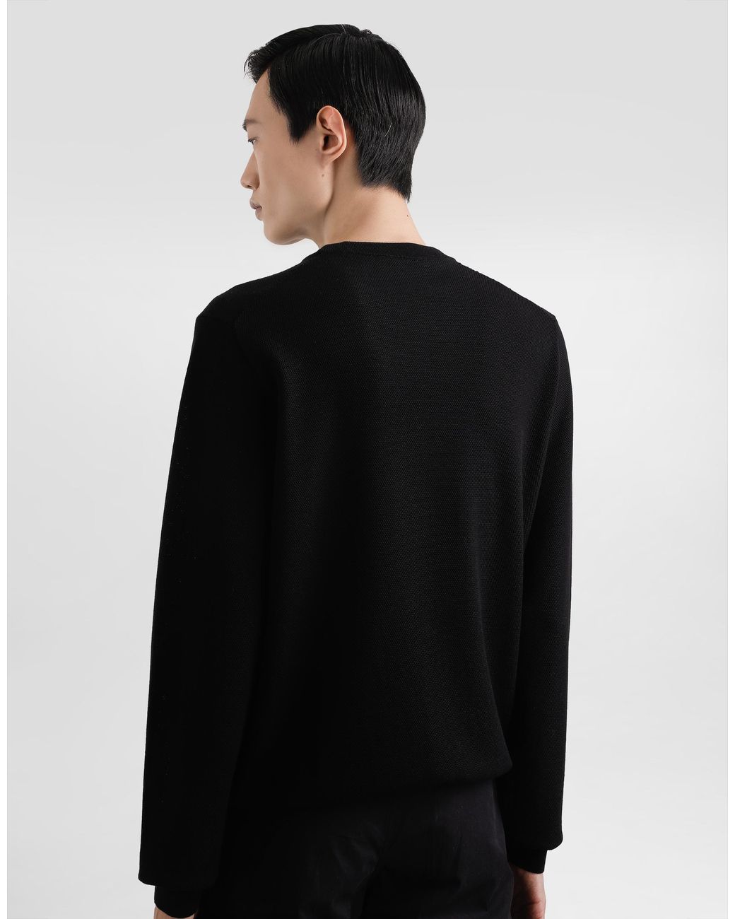 Dolce & Gabbana Black Crew Neck Wool Pullover for men