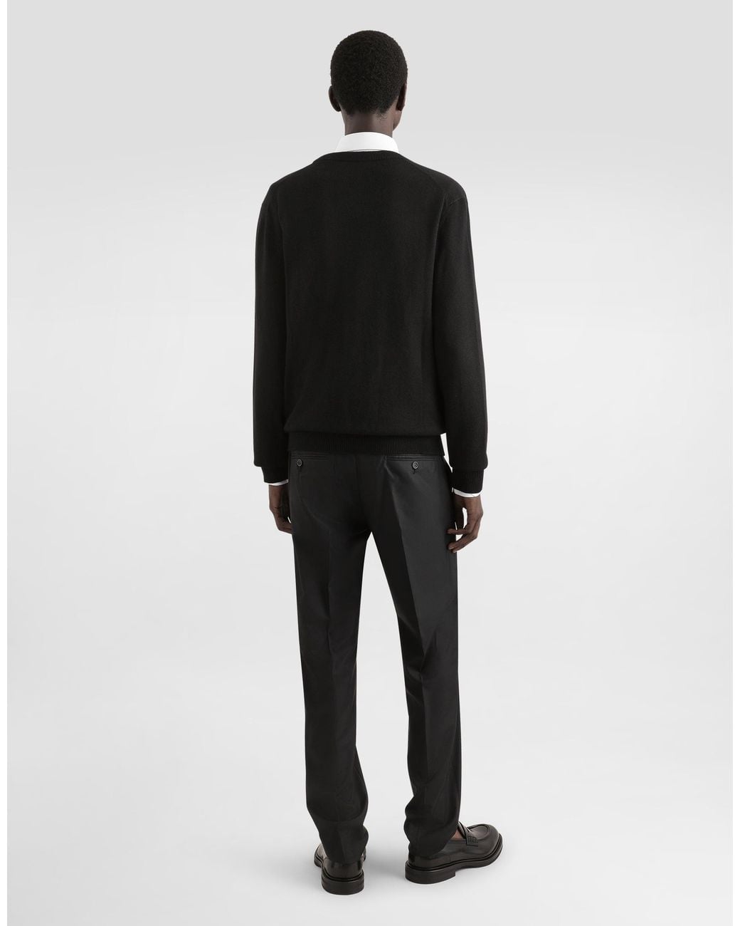 Dolce & Gabbana Black Cashmere And Wool Cardigan With Branded Tag for men