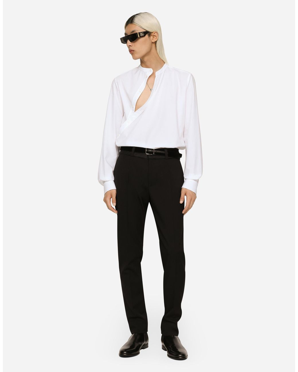 Dolce & Gabbana Black Stretch Wool Pants for men