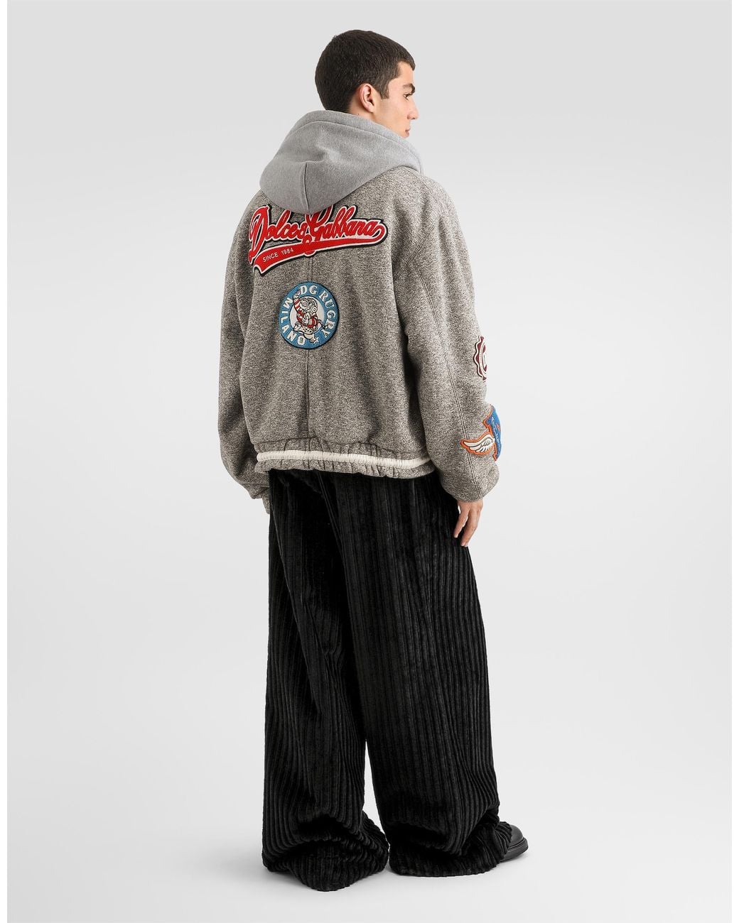 Dolce & Gabbana White Fleece Bomber Jacket for men