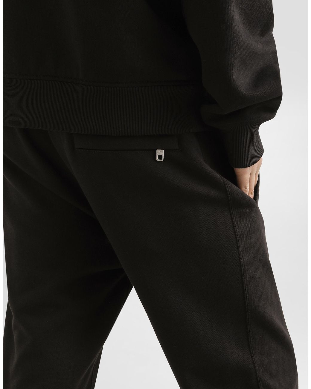 Dolce & Gabbana Black Jersey Trousers With Heraldic Patch for men
