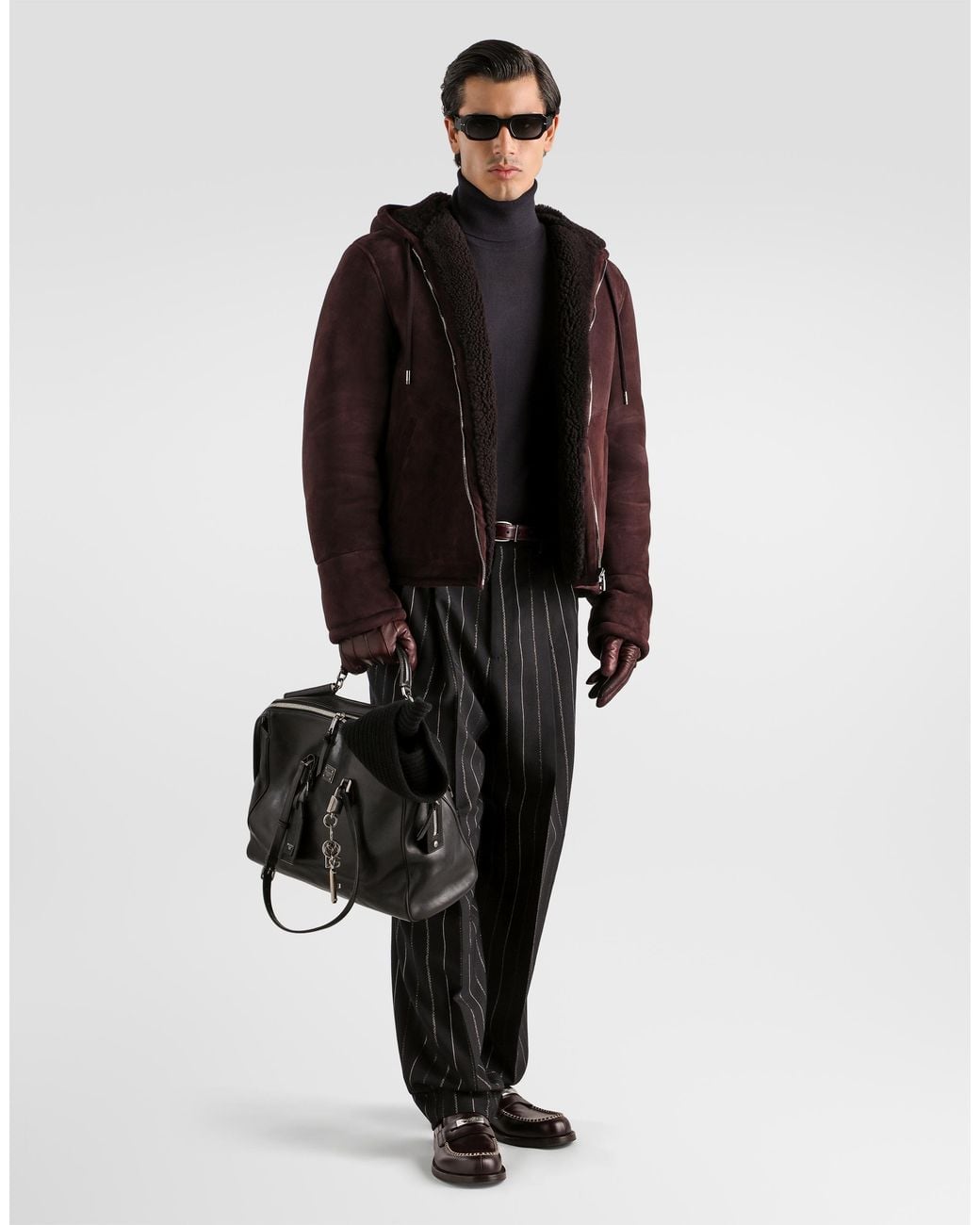 Dolce & Gabbana Brown Suede Shearling Jacket for men