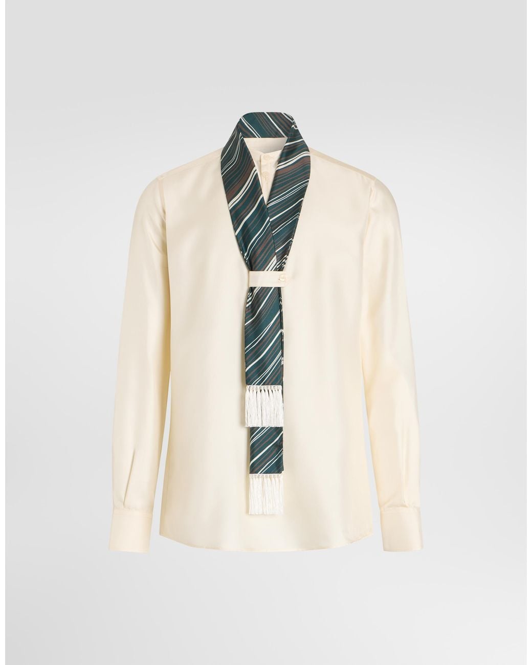 Dolce & Gabbana White Silk Twill Shirt for men