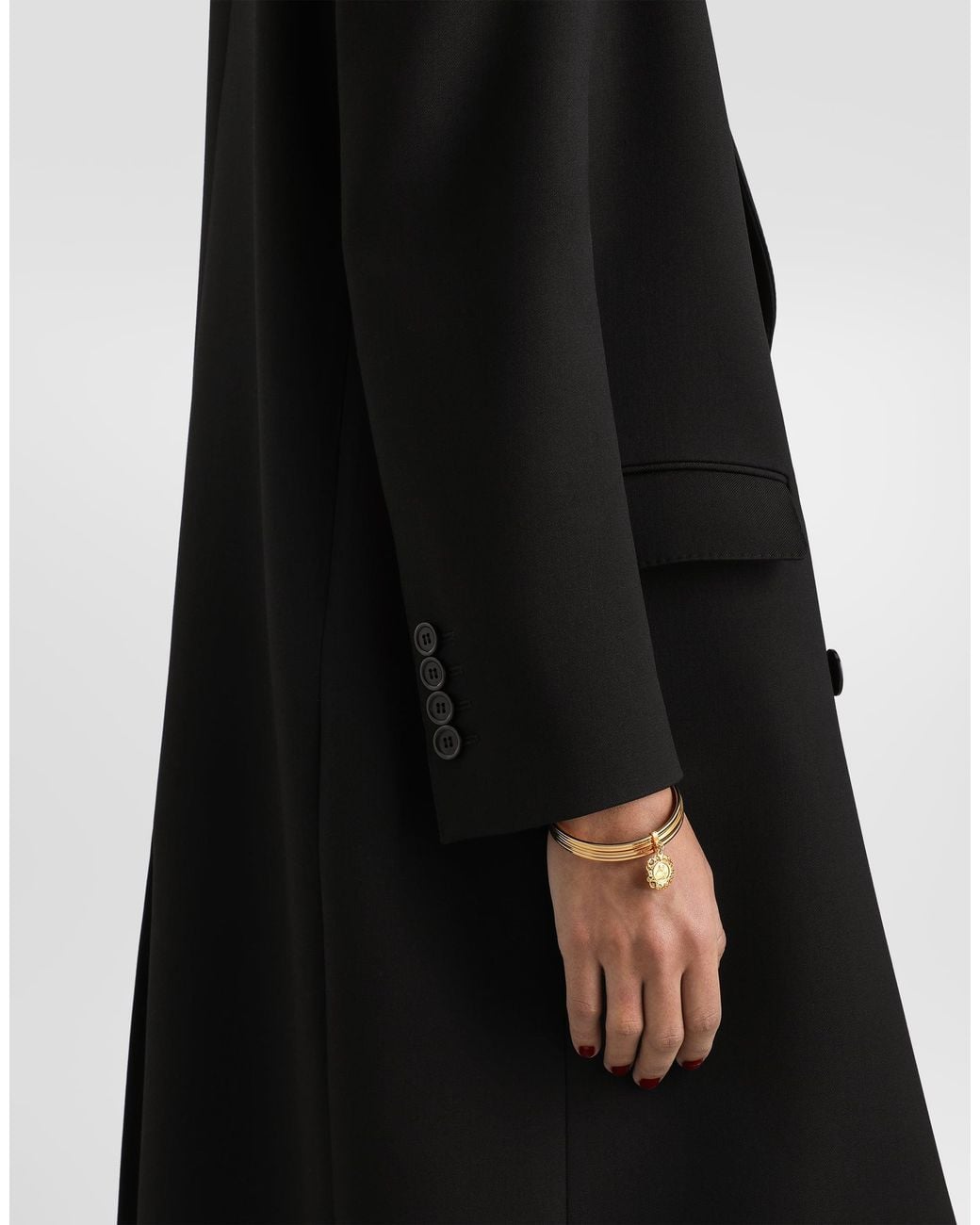 Dolce & Gabbana Black Wool Gabardine Coat