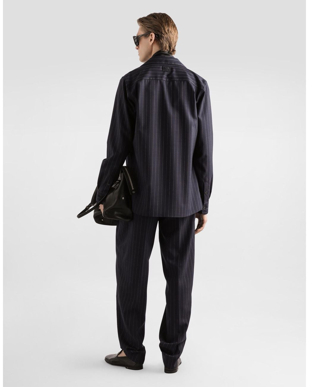 Dolce & Gabbana Pinstripe Virgin Wool Trousers in Blue für Herren