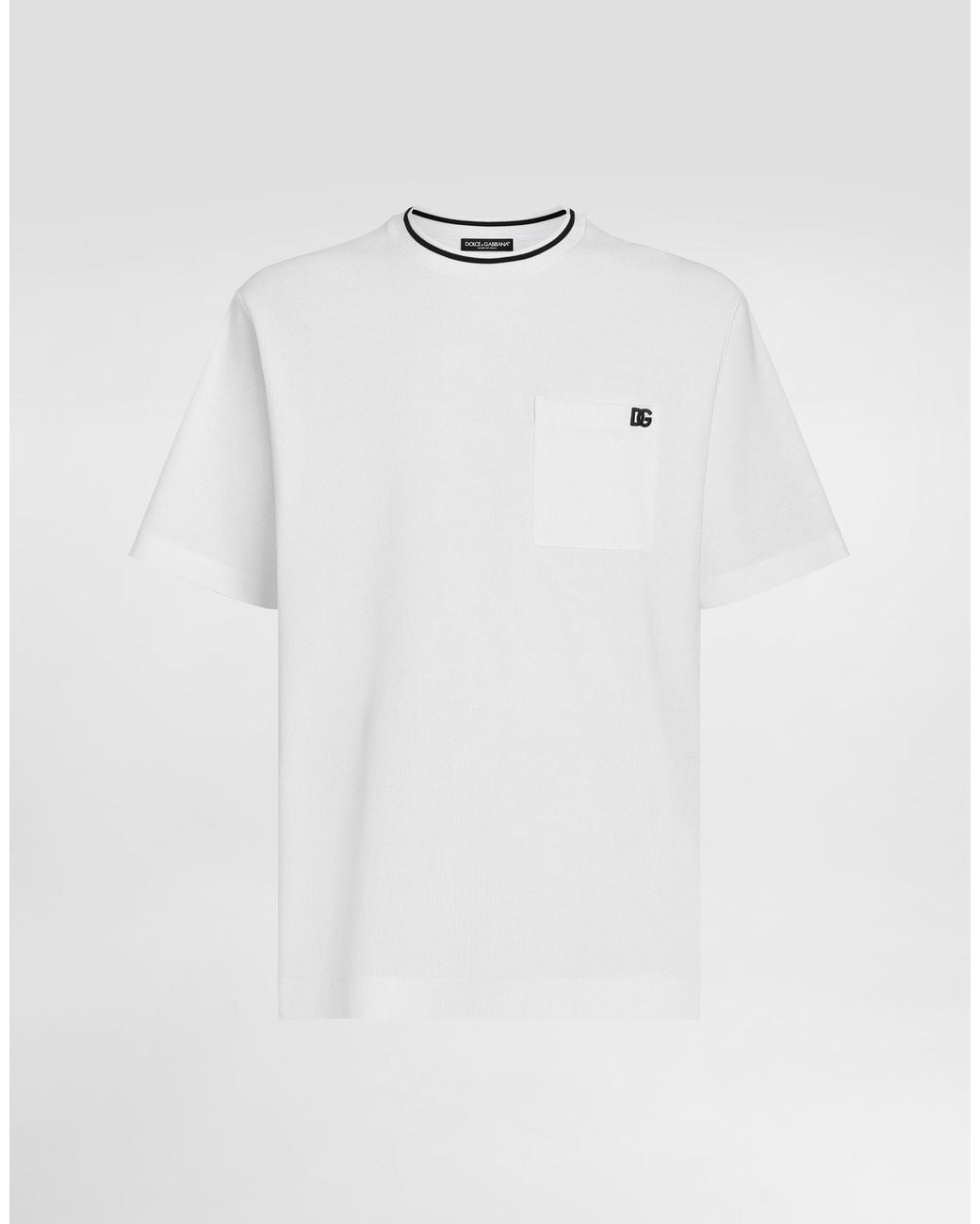 Dolce & Gabbana White Cotton Piqué T-Shirt for men