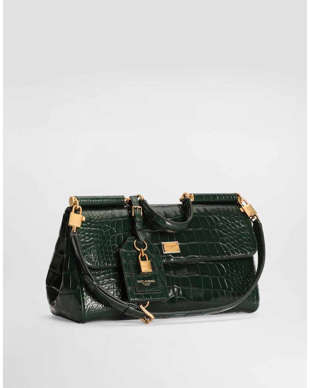 Dolce & Gabbana Green Medium My Sicily Alligator Handbag