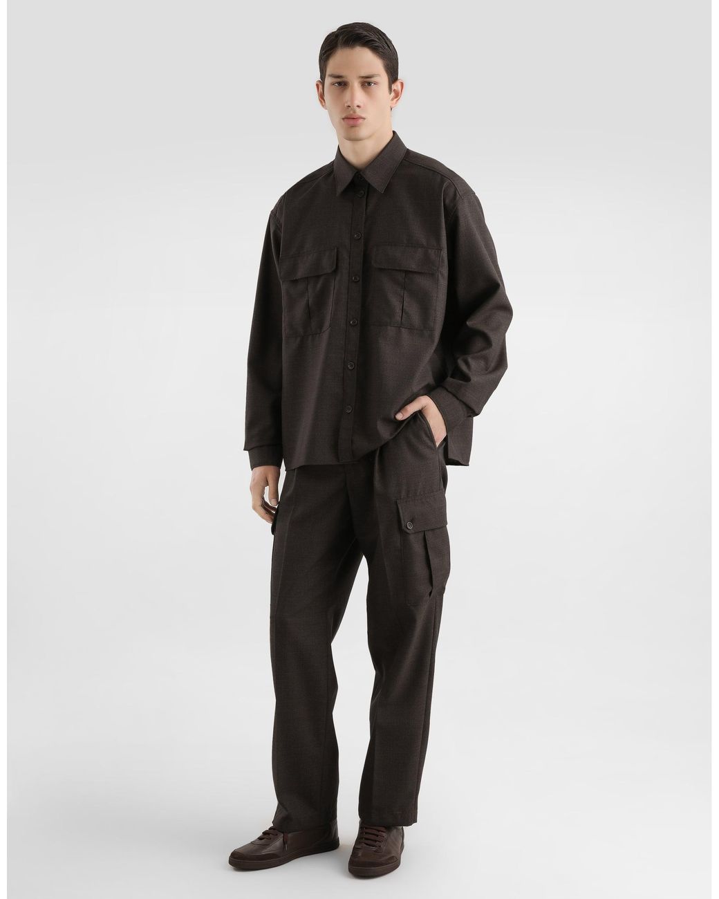 Dolce & Gabbana Black Virgin Wool Canvas Shirt for men