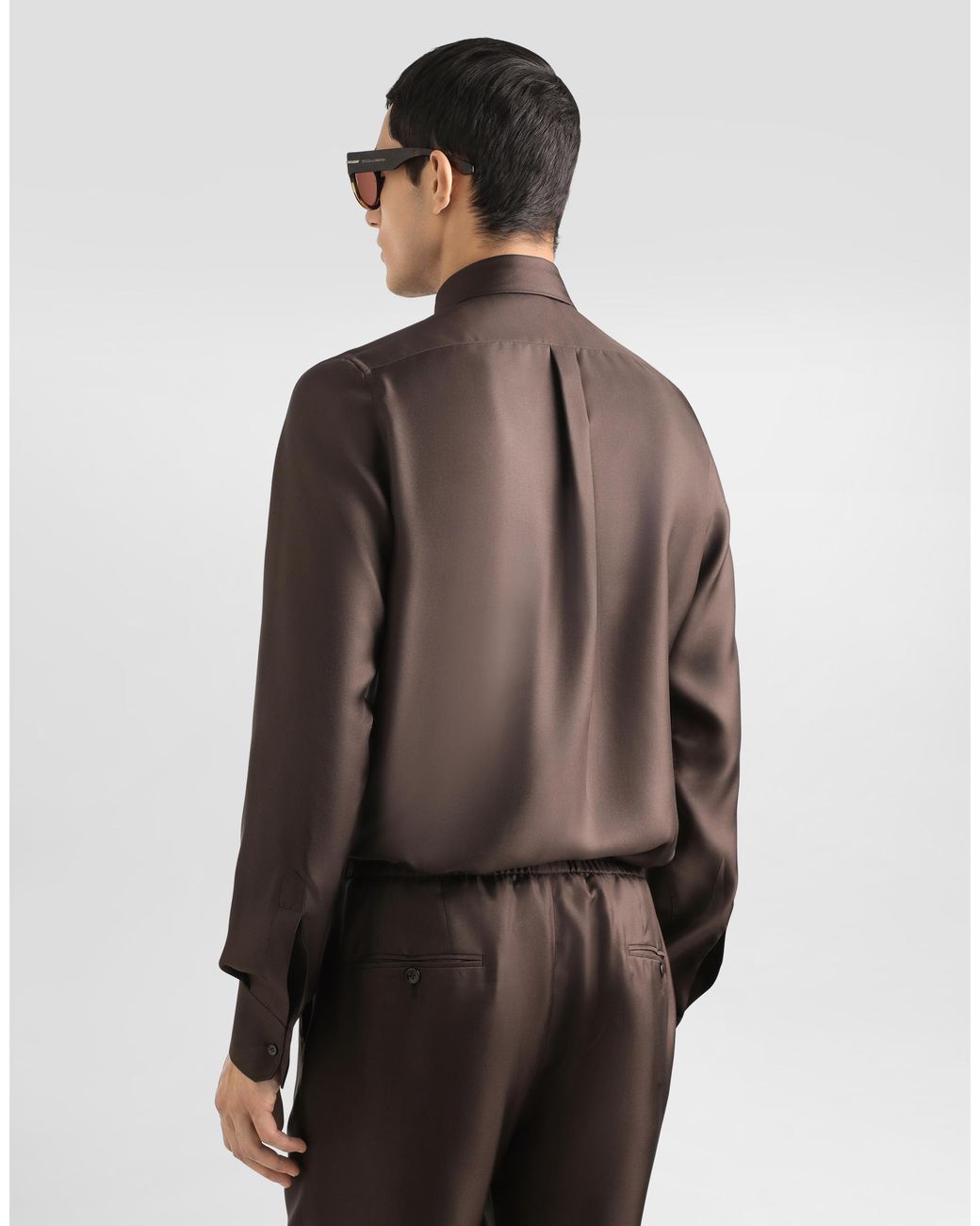 Dolce & Gabbana Brown Silk Shirt for men