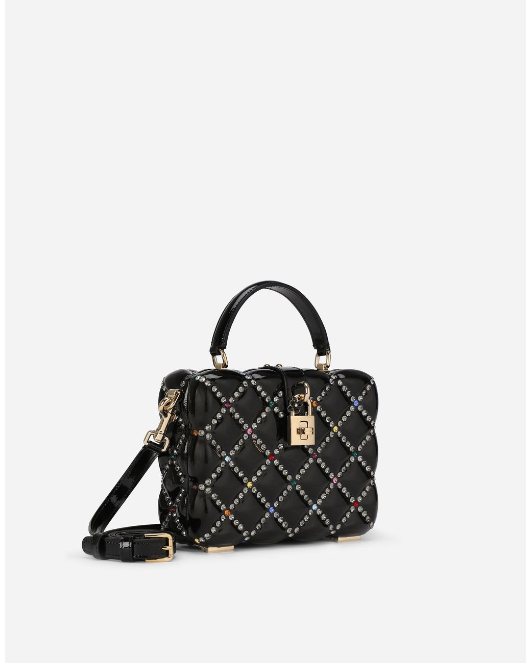 Dolce & Gabbana Black Resin Dolce Box Bag With Rhinestones