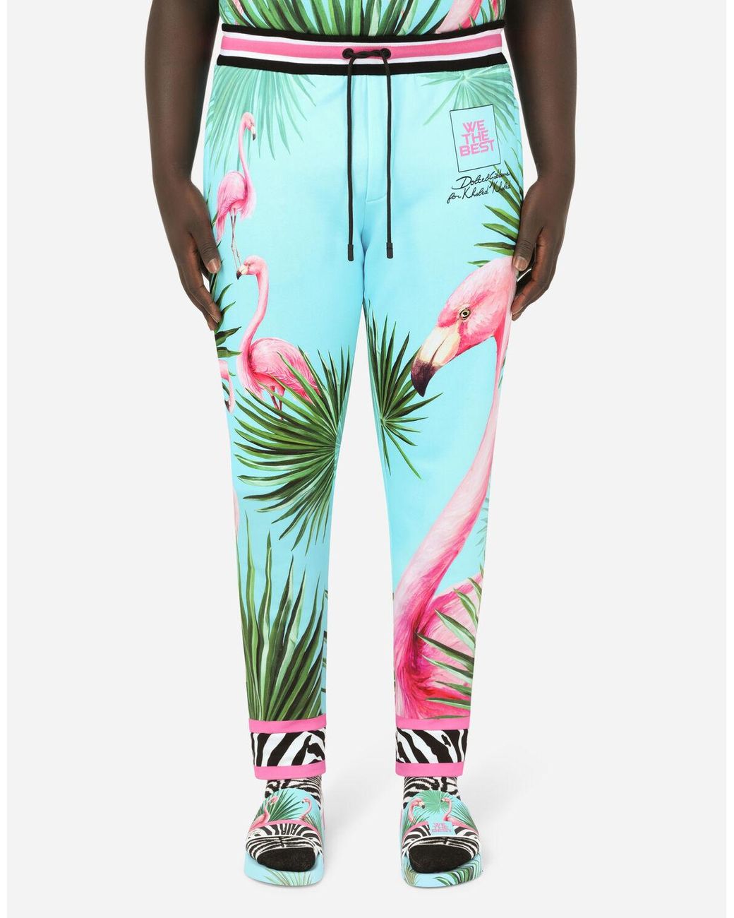 Dolce & Gabbana Cotton Jersey jogging Pants With Flamingo Print 