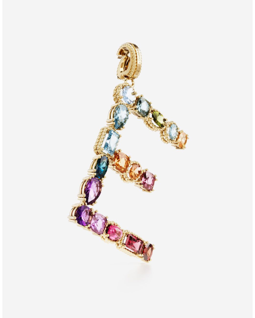 Dolce & Gabbana White Charm E Lettering 18-Carat And Multicolored Gems