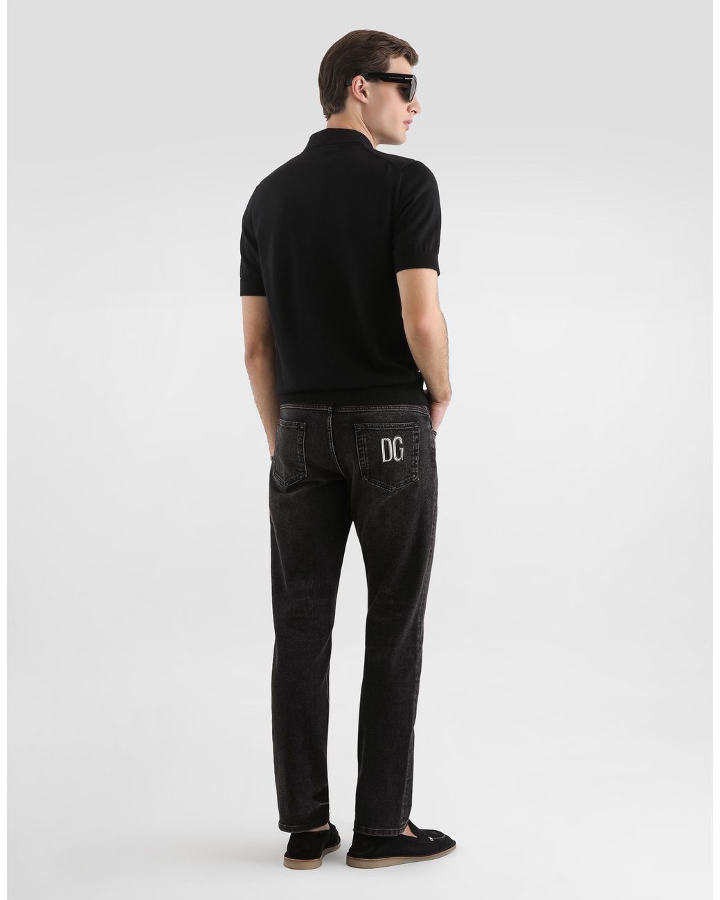 Dolce & Gabbana Black Virgin Wool Polo Shirt for men
