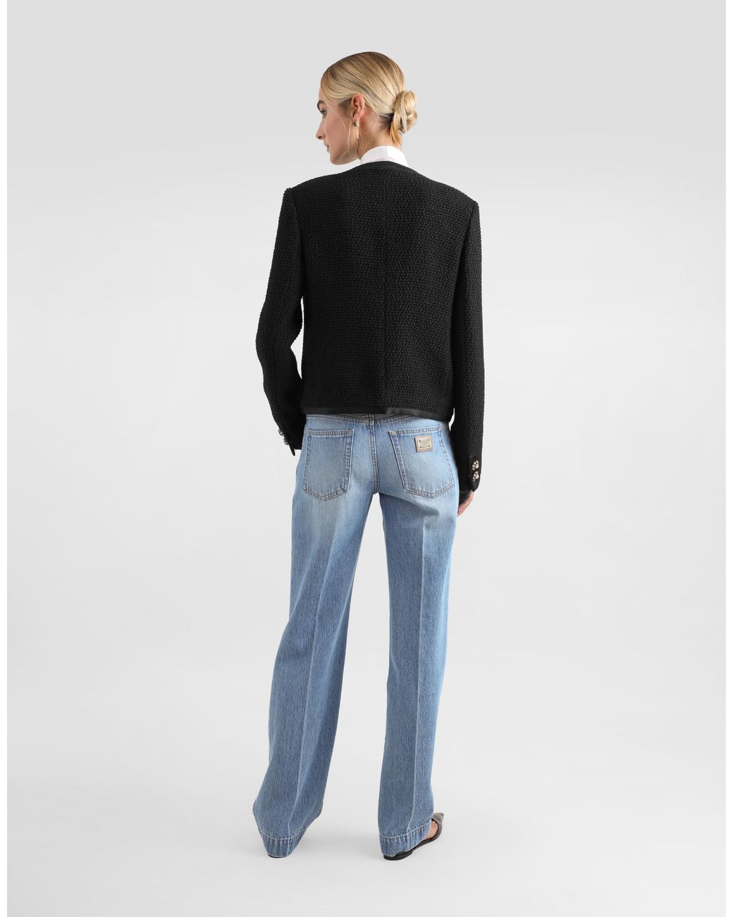 Dolce & Gabbana Blue Loose Denim Jeans With Pressed Pleat