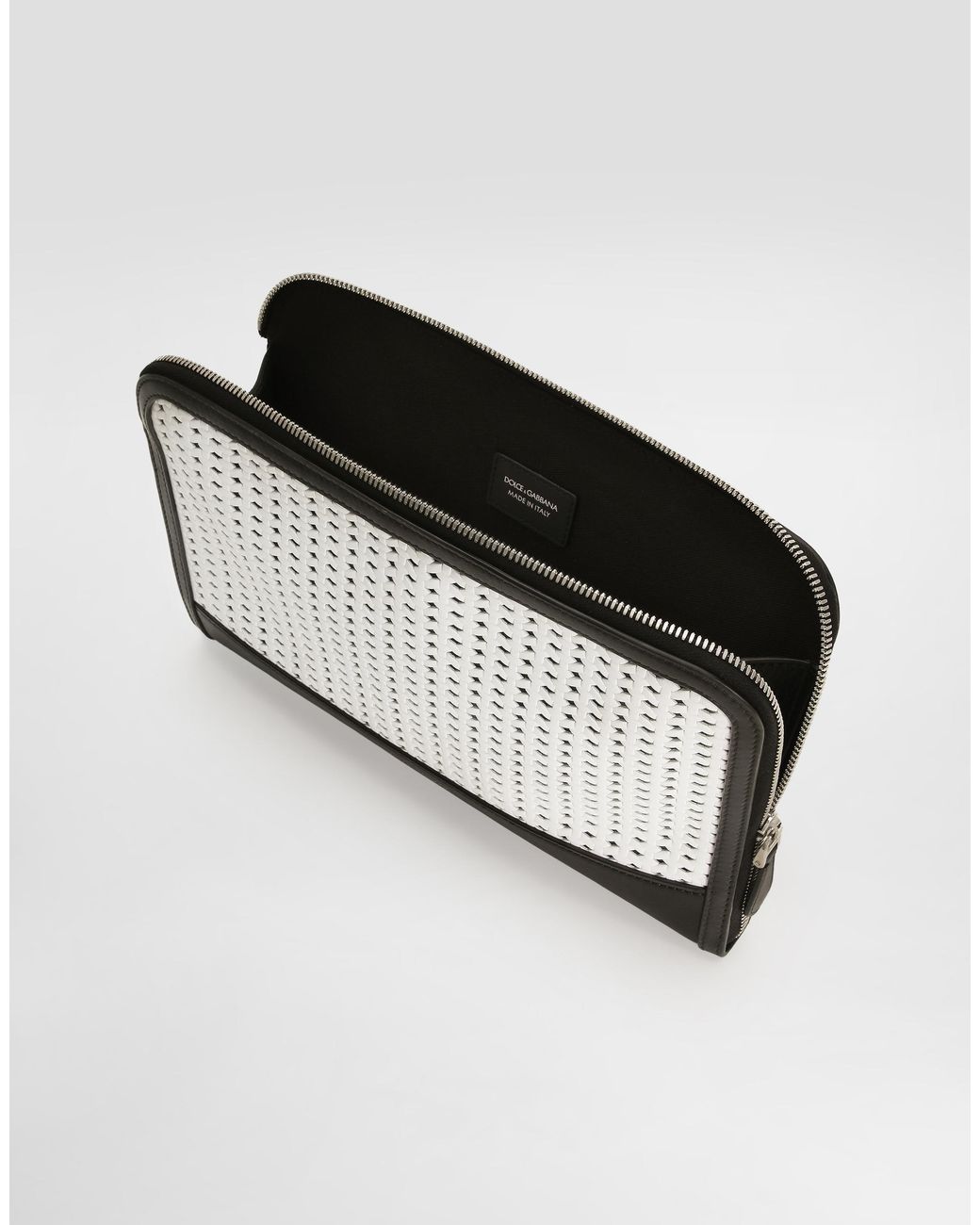 Dolce & Gabbana White Atene Plongé Calfskin Clutch Bag for men