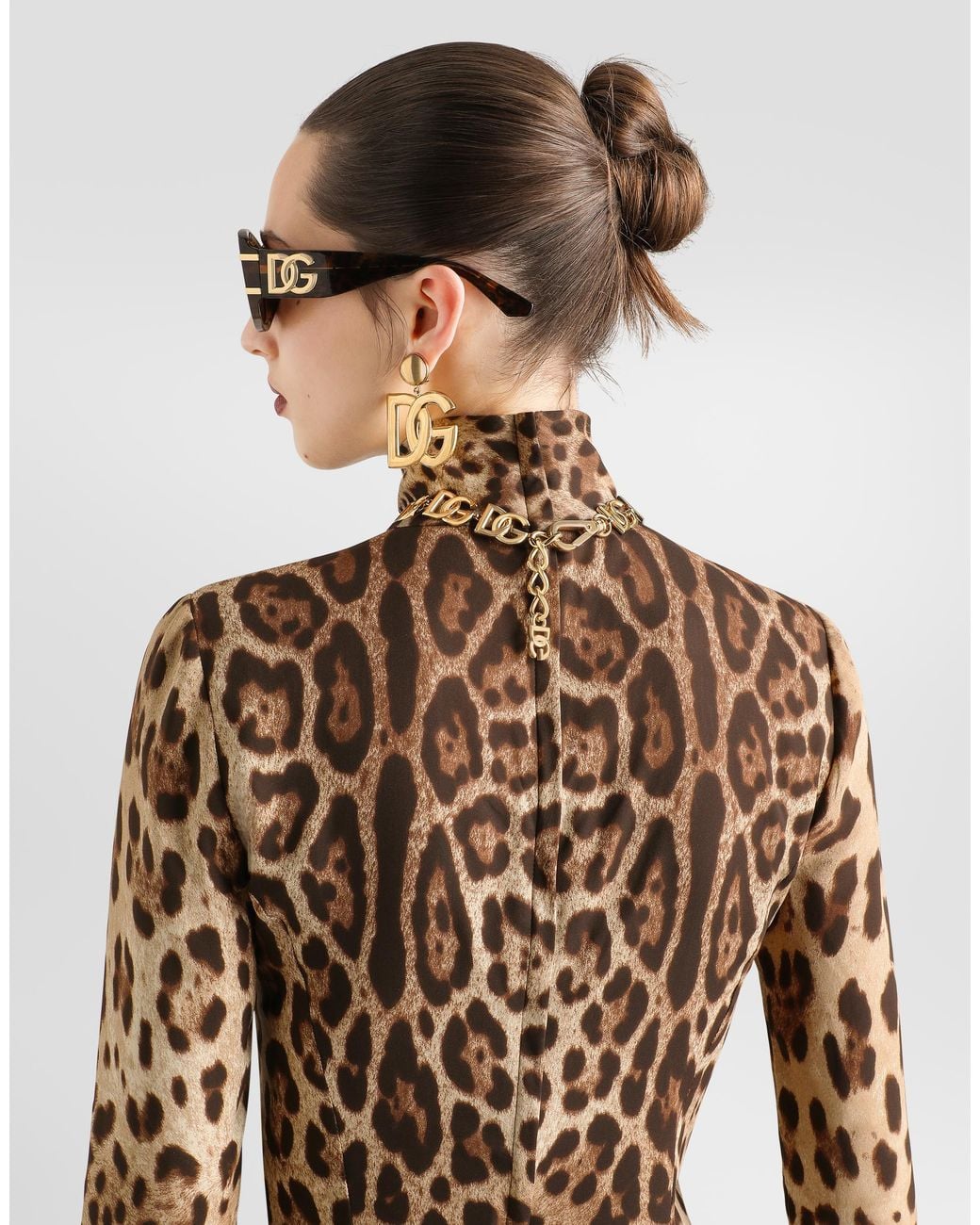 Dolce & Gabbana Natural Leo- Charmeuse Dress