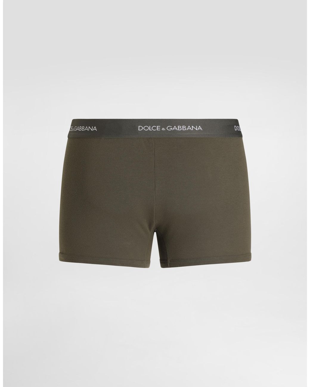 Dolce & Gabbana Green Ribbed Cotton Boxer Shorts for men