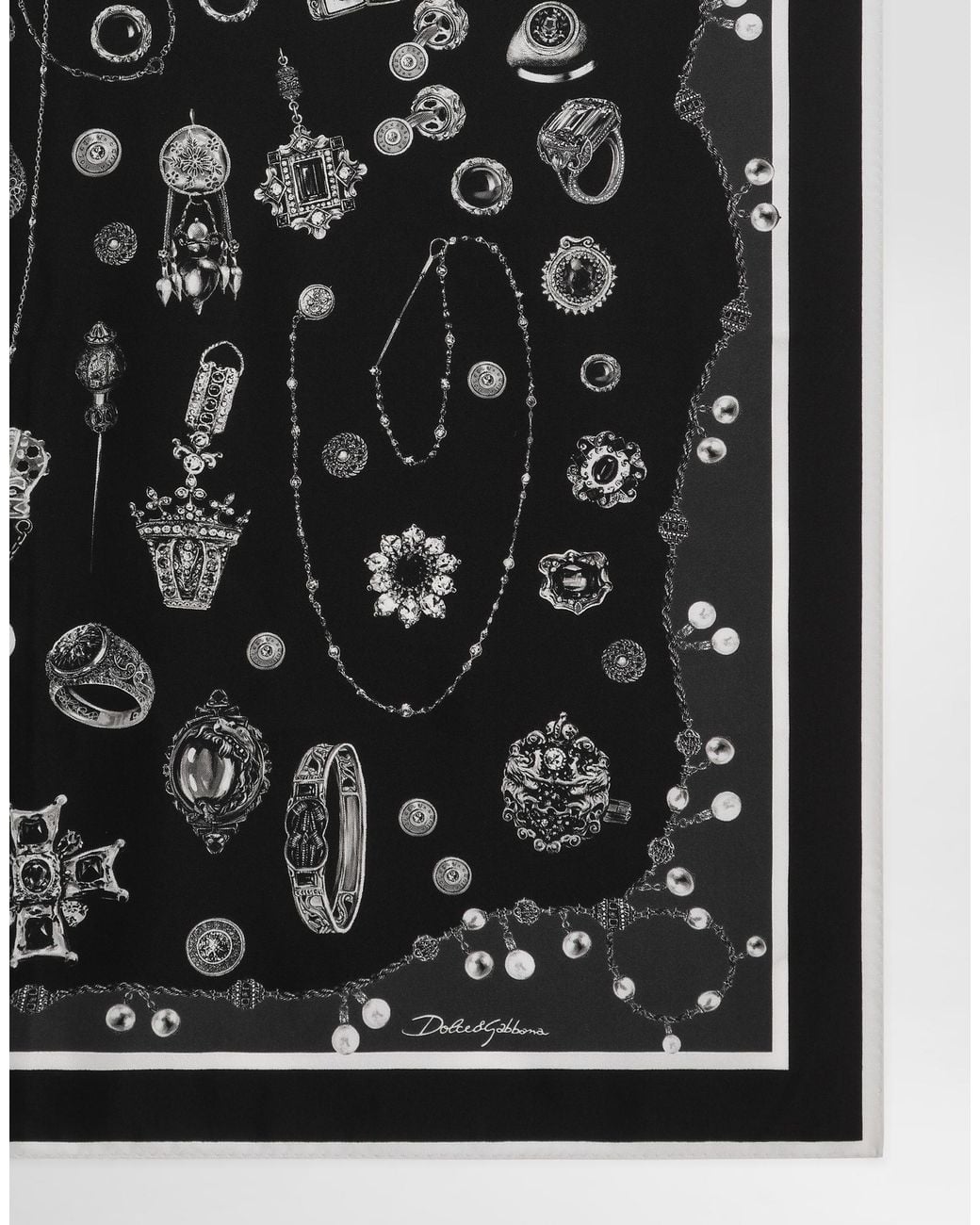 Dolce & Gabbana Black Medals- 70X70 Silk Twill Scarf for men