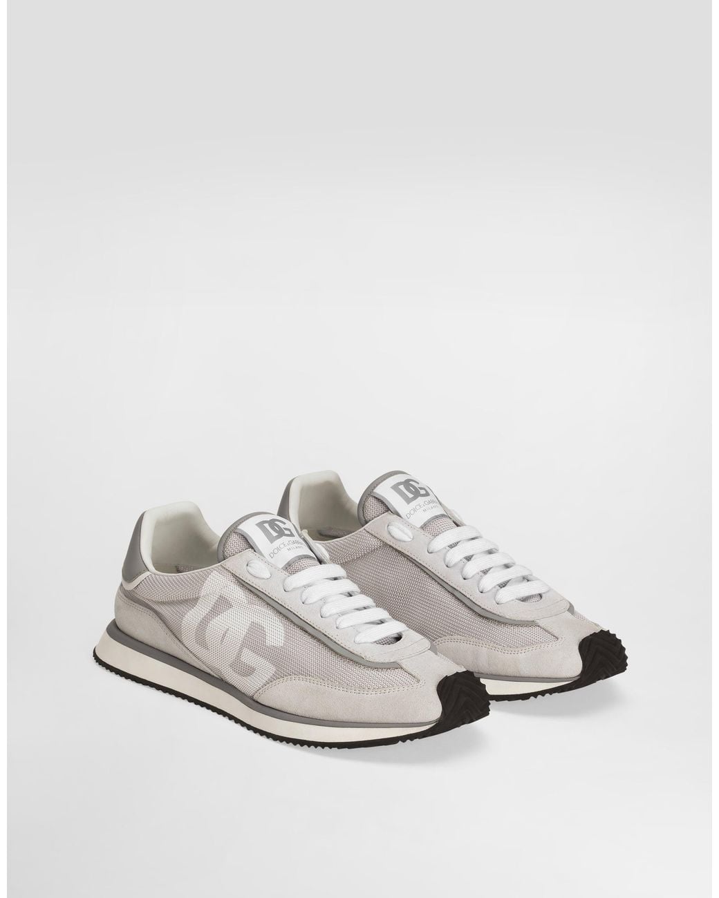 Dolce & Gabbana White Mixed-Material Dg Cushion Sneakers for men