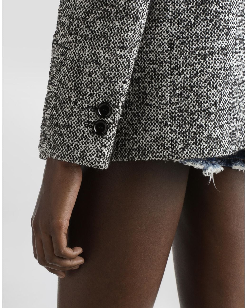 Dolce & Gabbana Gray Short Double-Breasted Coat