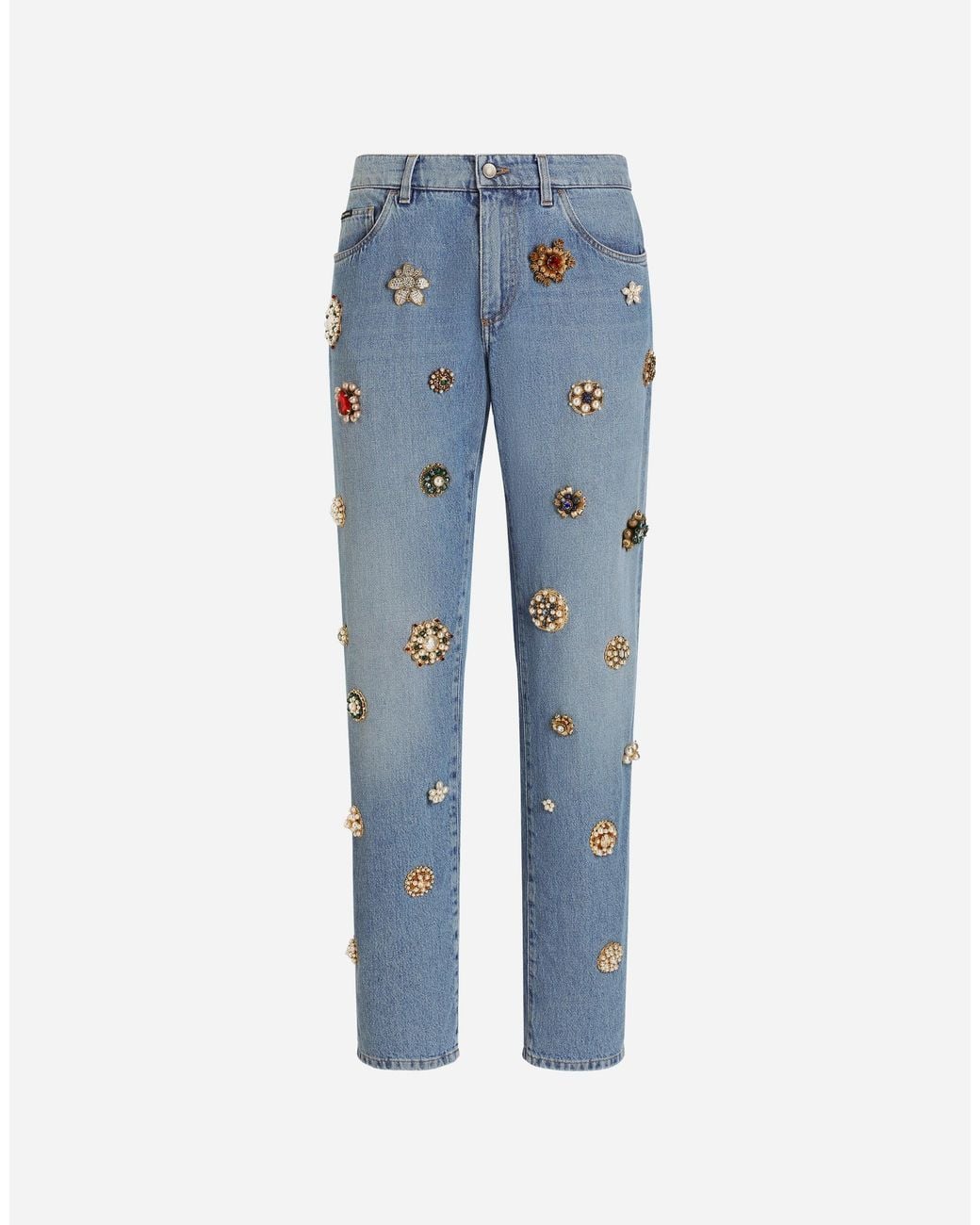 Dolce & Gabbana Blue Classic Cotton Jeans With Tag And Bejeweled Details for men