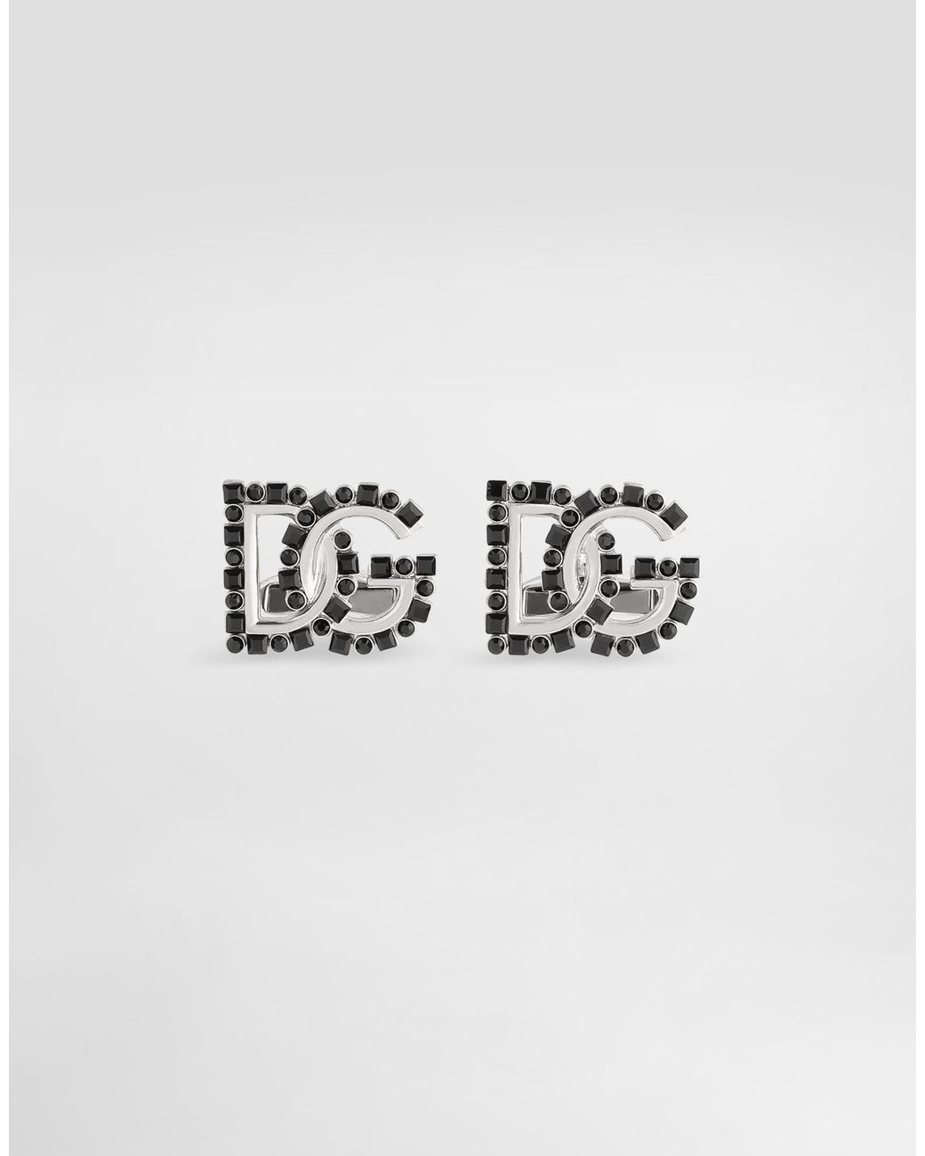 Dolce & Gabbana White Dg Logo Cufflinks With Rhinestones for men
