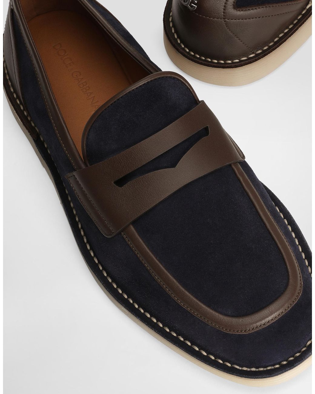 メンズ Dolce & Gabbana Split Calfskin Slipper White