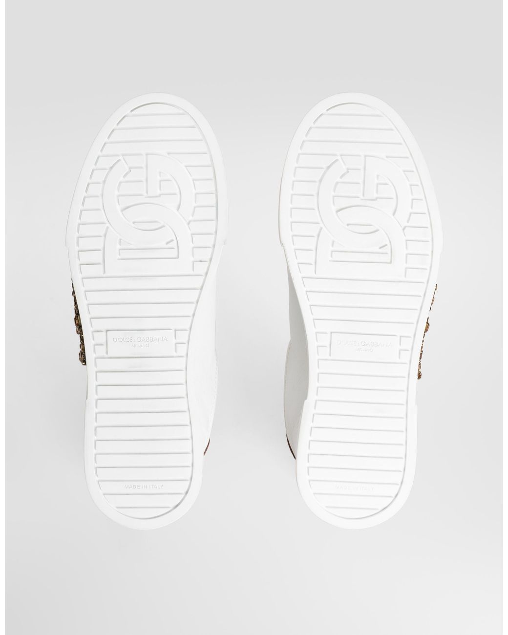 Dolce & Gabbana White Portofino Dg Applique Sneakers