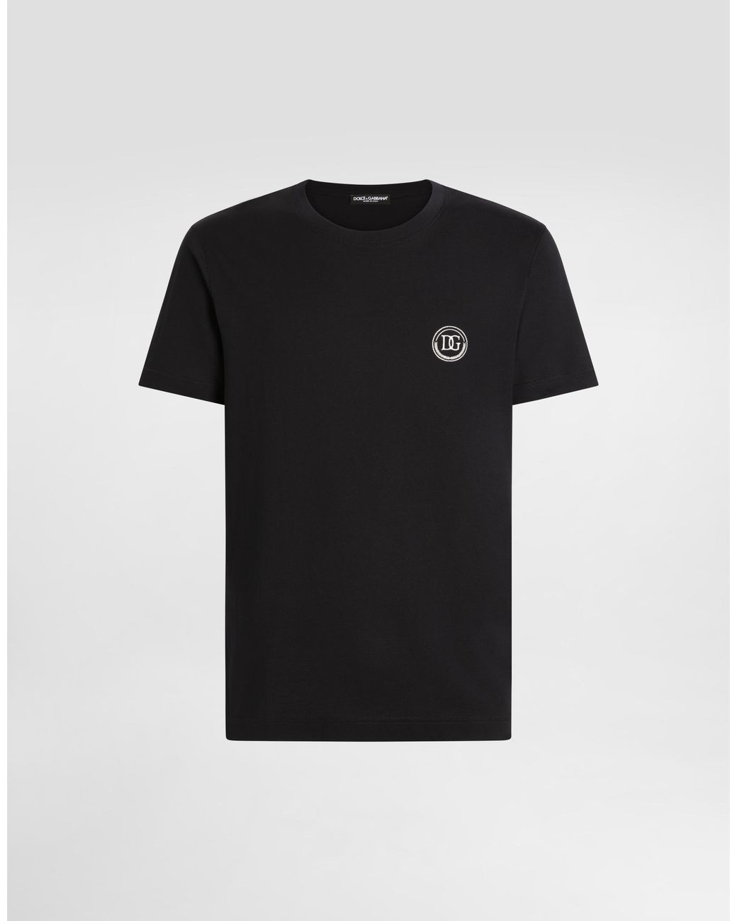 Dolce & Gabbana Black Short-Sleeved T-Shirt With Dg Embroidery for men