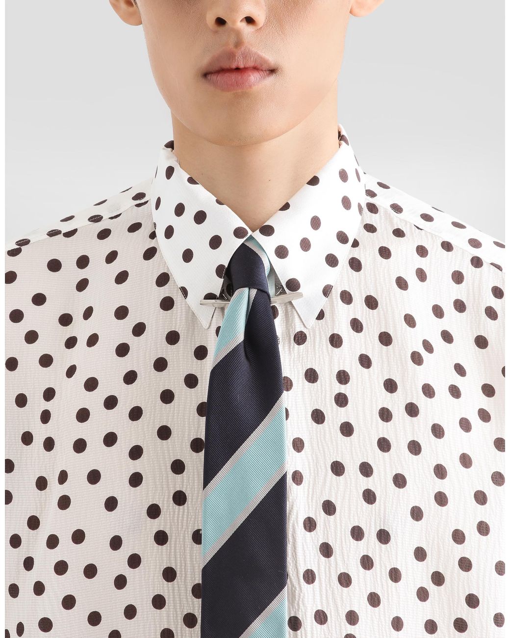Dolce & Gabbana White Collar Pin With Logo for men
