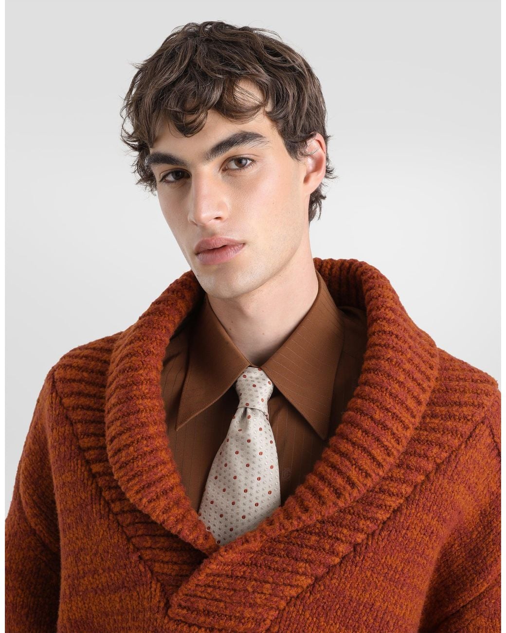 Dolce & Gabbana Brown Wool Mouliné Sweater for men