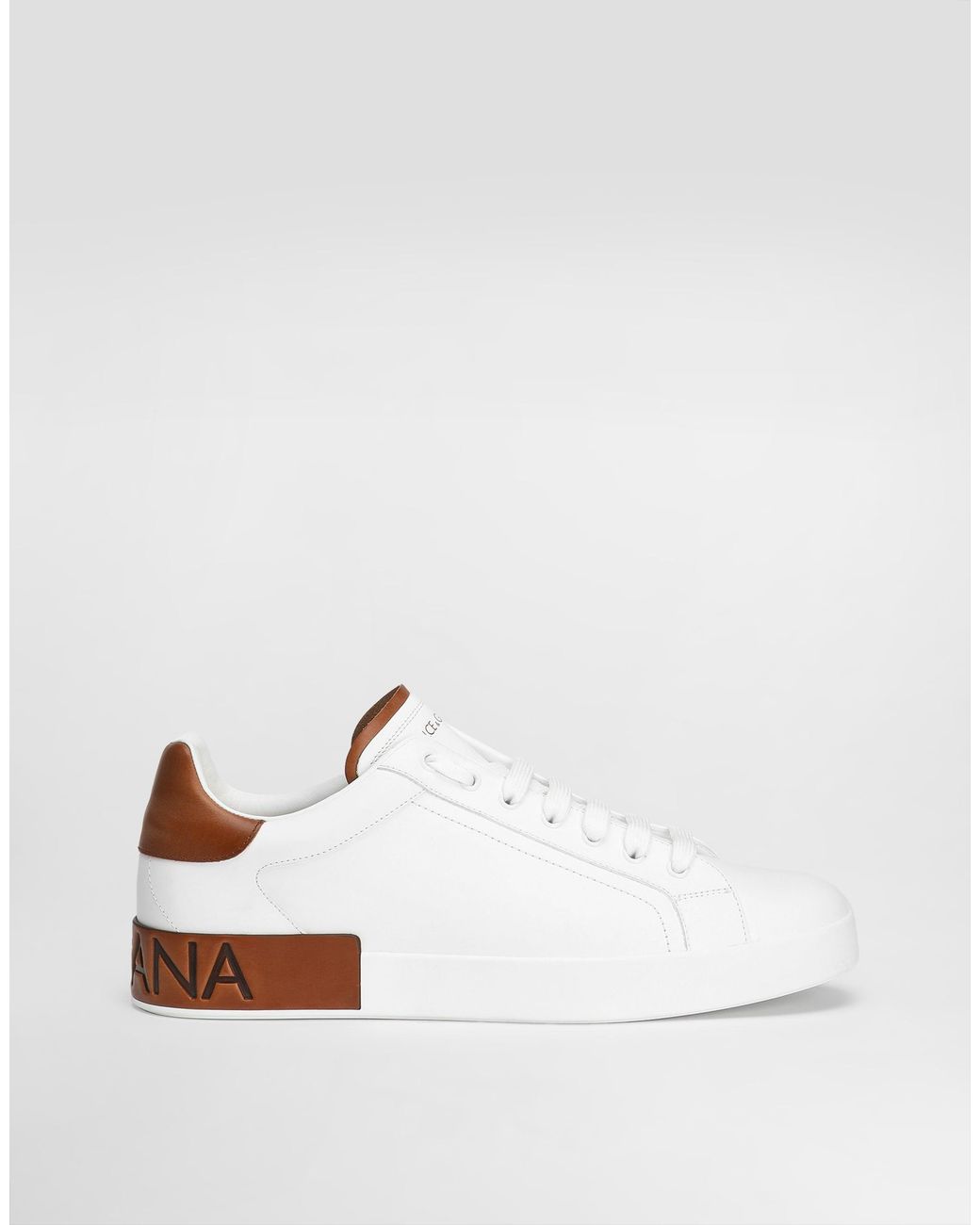 Dolce & Gabbana White Calfskin Portofino Sneakers for men