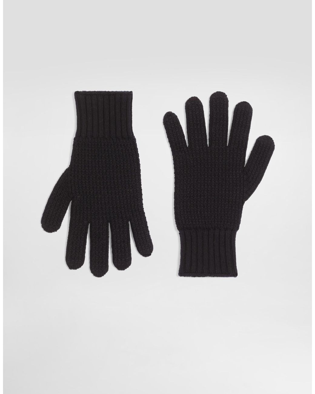 Dolce & Gabbana Black Knitted Virgin Wool Gloves for men