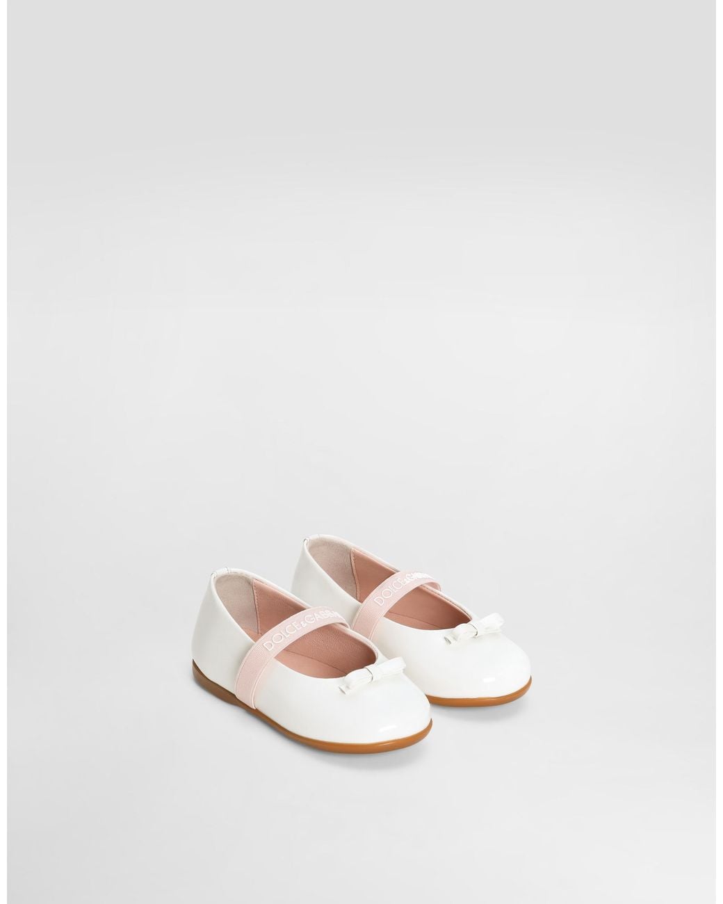 Dolce & Gabbana White Patent Leather Ballet Flats