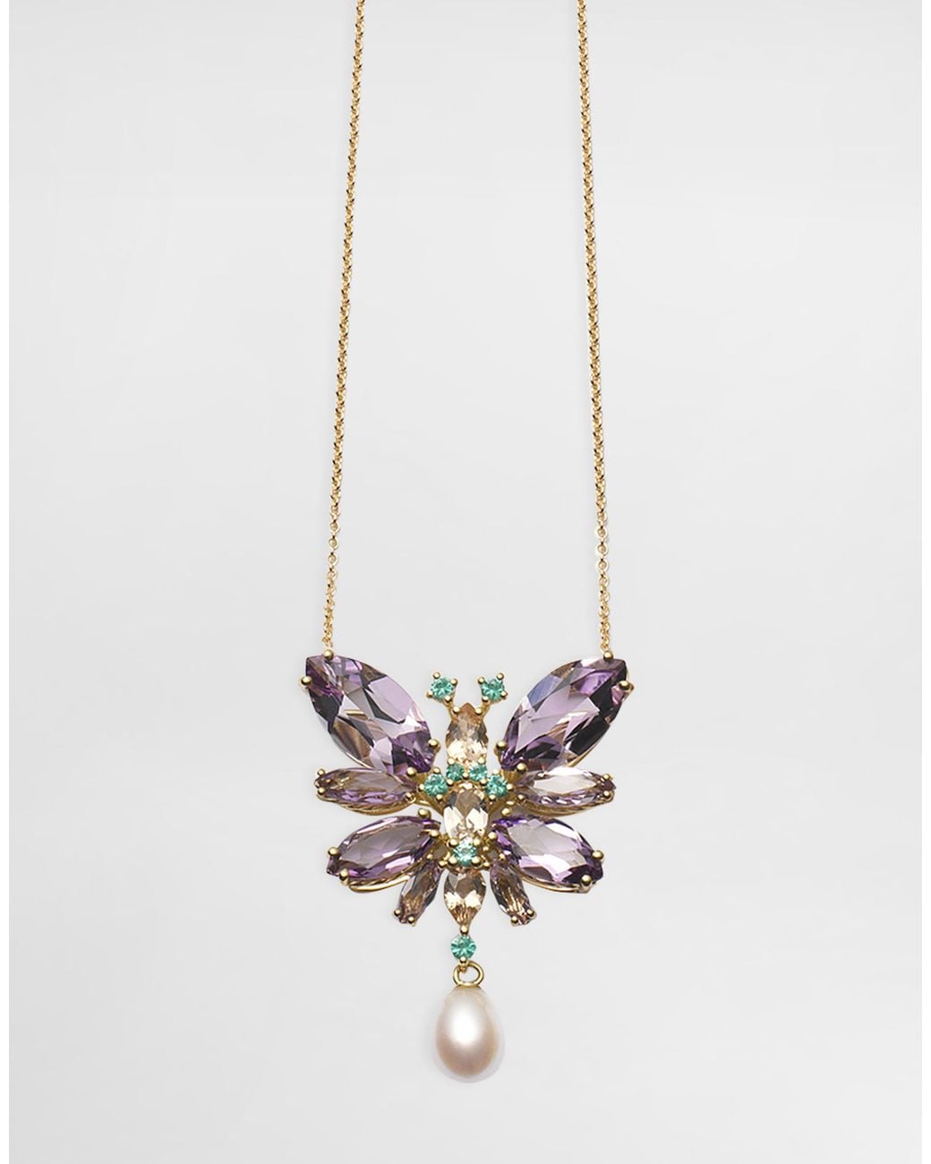 Dolce & Gabbana White Butterfly Necklace 18-Carat And Amethysts
